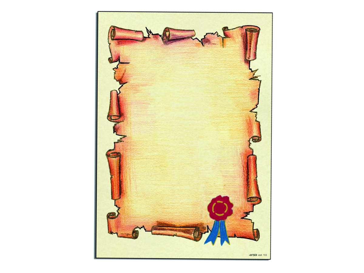 PERGAMENA CON DECORI E SIGILLO PERGAMENA CON DECORI E SIGILLO