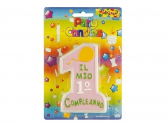 CANDELE 1° COMPLEANNO ROSA