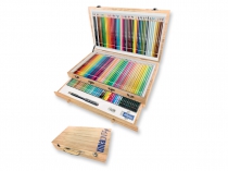 VALIGETTA IN LEGNO 130 PASTELLI + ACCESSORI