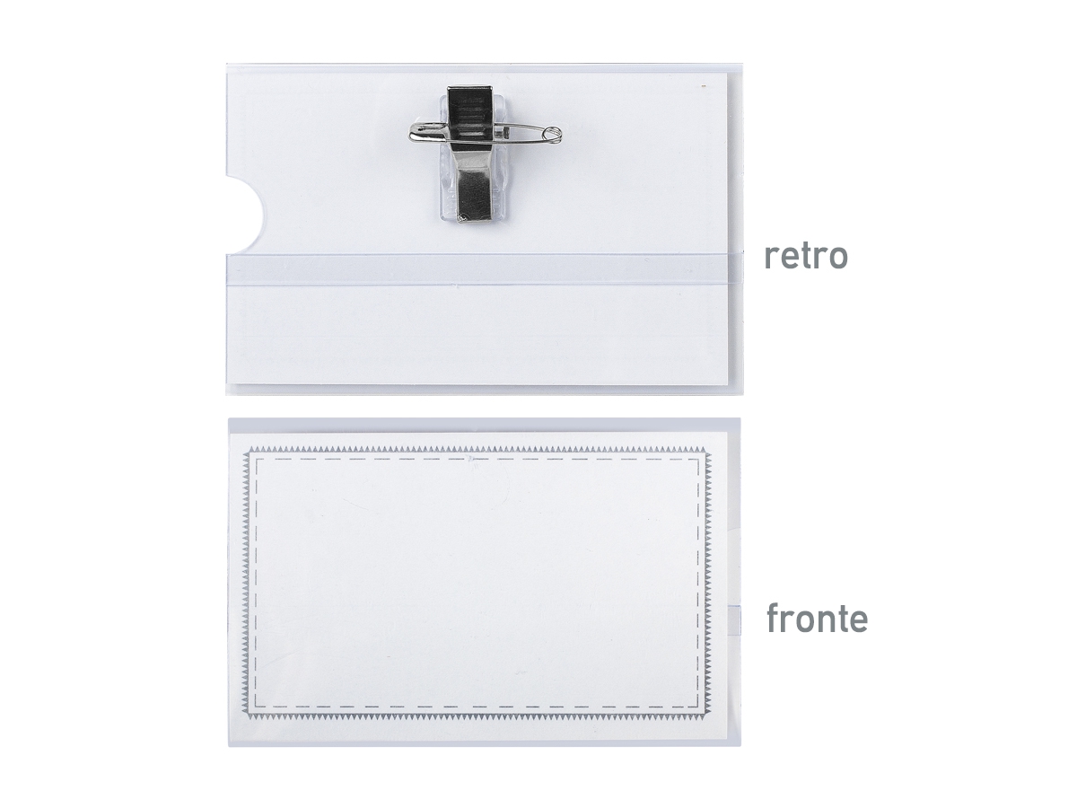 PORTA BADGE CON SPILLA E CLIP 9x6 PORTA BADGE CON SPILLA E CLIP 9x6