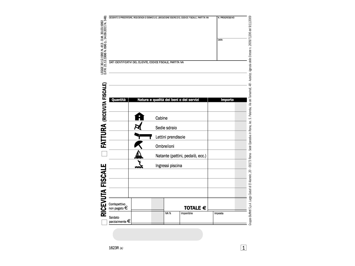 RICEVUTE FISCALI PER SERVIZI BALNEARI RICEVUTE FISCALI PER SERVIZI BALNEARI
