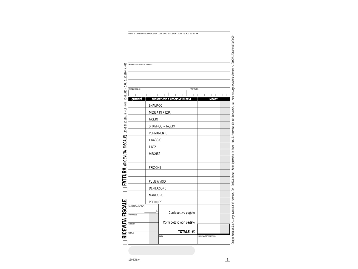 RICEVUTE FISCALI PARRUCCHIERI RICEVUTE FISCALI PARRUCCHIERI