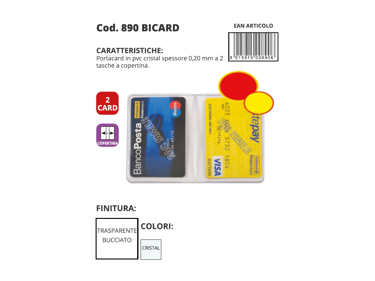 BICARD - PORTACARD IN PVC COLORATO A UNO SCOMPARTO BICARD - PORTACARD IN PVC COLORATO A UNO SCOMPARTO