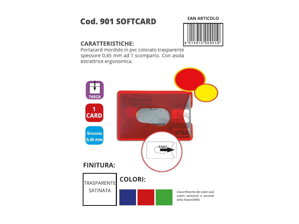 SOFT CARD - PORTACARD IN PVC COLORATO AD UNO SCOMPARTO SOFT CARD - PORTACARD IN PVC COLORATO AD UNO SCOMPARTO