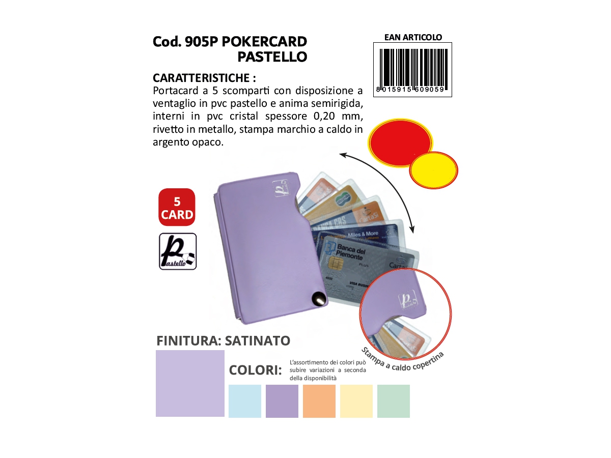POKER CARD - PORTACARD PVC PASTELLO A 5 SPAZI SLIDE POKER CARD - PORTACARD PVC PASTELLO A 5 SPAZI SLIDE