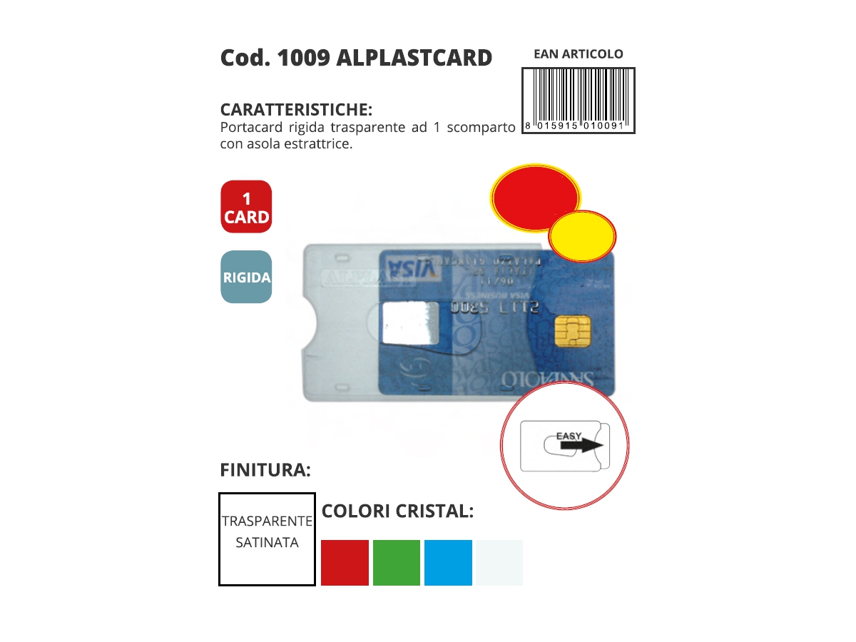 ALPLAST CARD - PORTACARD RIGIDO AD 1 SCOMPARTO ALPLAST CARD - PORTACARD RIGIDO AD 1 SCOMPARTO